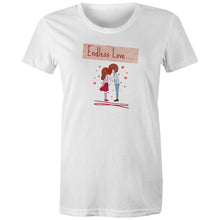 Load image into Gallery viewer, Celebrate timeless romance with our 'Endless Love' retro t-shirt. This iconic graphic tee is perfect for hopeless romantics, offering a sweet reminder that true love is eternal. Shop the best retro tees for women and add a touch of vintage charm to your wardrobe.