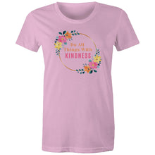Load image into Gallery viewer, Discover our motivational t-shirt featuring the uplifting quote 'Do All Things with Kindness.' Perfect for spreading positivity, this stylish piece is ideal for anyone who loves affirmations and inspirational messages. Made with high-quality materials, it’s a must-have addition to your wardrobe.