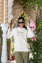 Load image into Gallery viewer, Elevate your street style with our women's regular fit hoodie featuring the bold message 'Karma Sutra - when life f**ks you in all sorts of creative ways.' This high-quality, fashion-forward hoodie is part of our premium women's collection, perfect for those who love urban and trendy styles.