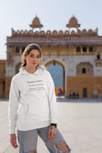 Load image into Gallery viewer, Stay effortlessly stylish with our women's relaxed fit hoodie featuring the bold message 'Karma Sutra - when life f**ks you in all sorts of creative ways.' This fashionable oversized hoodie offers a modern, laid-back vibe perfect for those who love trendy, relaxed fits and bold statements.