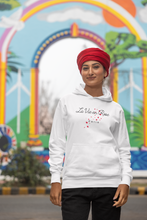 Load image into Gallery viewer, Embrace comfort and style with our women's relaxed fit hoodie featuring the message 'La Vie en Rose.' This modern, fashionable, oversized hoodie offers a cosy feel and a chic look, perfect for adding a touch of elegance to your casual wardrobe.