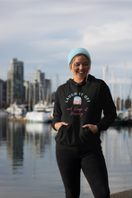 Load image into Gallery viewer, Embrace casual chic with our women's fit hoodie, featuring the fun slogan 'Laugh it Off and Keep It Moving.' Part of our premium women's hoodie collection, this piece is perfect for anyone seeking stylish ladies hoodies that combine designer quality with fashionable street style.