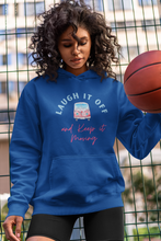 Load image into Gallery viewer, Discover our women's relaxed fit hoodie featuring the empowering slogan 'Laugh it Off and Keep It Moving.' Perfect for casual outings, this modern oversize hoodie blends comfort with style, making it a must-have for anyone who loves fashionable oversize hoodies.