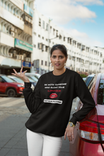 Load image into Gallery viewer, Embrace comfort and humour with our relaxed fit sweatshirt, featuring the playful slogan 'Be With Someone Who Ruins Your Lipstick, Not Your Mascara.' Ideal for lovers of modern oversized sweatshirts and urban streetwear, this cosy piece combines quality with a lighthearted take on love.