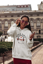 Load image into Gallery viewer, Embrace bold style with our 'Live Life Loud' women's relaxed fit hoodie. This modern, fashionable oversized hoodie offers ultimate comfort and a trendy, laid-back look. Perfect for casual wear, it's the ideal piece for those who love chic, oversize women's hoodies with a statement.