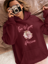 Load image into Gallery viewer, Elevate your style with our women's relaxed fit hoodie, featuring the inspiring slogan 'Live Your Passion.' This modern, oversized hoodie combines fashion and comfort, making it a go-to for casual, cosy days. Perfect for those who love trendy, fashionable oversize hoodies.