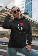 Load image into Gallery viewer, Elevate your street style with our women's regular fit hoodie featuring a chic "Love" message. Part of our premium women's hoodie collection, this fashionable and high-quality design is perfect for casual wear. Discover stylish ladies' hoodies that blend comfort with designer flair.