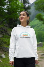 Load image into Gallery viewer, Explore our 'Love the Journey' hoodie, a stylish addition to your casual streetwear collection. Part of our high-quality premium women's hoodies, this chic regular-fit design offers comfort and urban flair. Perfect for any adventure, it's a must-have in fashionable women's hoodies.