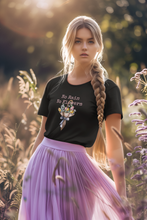 Load image into Gallery viewer, Discover our women's t-shirt featuring the empowering quote 'No Rain, No Flowers.' This inspirational message tee delivers a motivational and positive message. Perfect for those seeking uplifting slogan and inspirational message t-shirts. Wear this empowering quote t-shirt to spread positivity!