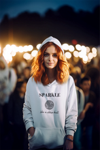 Load image into Gallery viewer, Shine in style with our women's hoodie featuring the slogan 'Sparkle Like a Disco Ball.' This fashionable, oversized hoodie offers a modern, relaxed fit perfect for any occasion. Elevate your casual wardrobe with this must-have piece, ideal for those who love trendy, oversize women's hoodies.