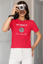 Load image into Gallery viewer, Shine bright with our women's retro t-shirt featuring the iconic slogan 'Sparkle Like a Disco Ball.' Perfect for throwback fashion lovers, this retro-inspired graphic tee is a must-have in your wardrobe. Shop the best retro t-shirts for a timeless, iconic look that never goes out of style!