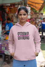 Load image into Gallery viewer, Step into casual street style with our 'Strong and Beautiful' women's regular fit hoodie. Chic and fashion-forward, this high-quality hoodie combines comfort with a powerful message. Explore the latest women's hoodie styles in our exclusive, premium collection—perfect for elevating your wardrobe.