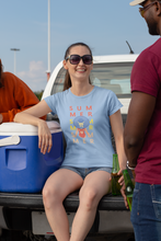 Load image into Gallery viewer, Celebrate the season with our women's retro t-shirt featuring a vibrant 'Summertime' slogan and graphic. This iconic retro wear piece is perfect for adding a nostalgic touch to your wardrobe. Ideal for fans of retro-inspired fashion, our t-shirt blends style and comfort effortlessly.