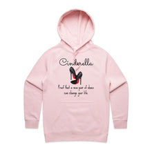 Load image into Gallery viewer, Discover our exclusive women's hoodie featuring the inspiring slogan 'Cinderella - proof that a new pair of shoes can change your life.' Perfect for casual street style, this high-quality, urban hoodie blends comfort and chic effortlessly. Elevate your wardrobe with this must-have, stylish statement piece.