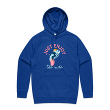 Load image into Gallery viewer, Stay stylish and comfortable with our 'Just Enjoy the Ride' women's hoodie. This relaxed-fit, fashionable, oversized hoodie is perfect for casual streetwear. Ideal for anyone who loves hoodies that combine comfort, style, and an empowering message to enjoy life’s journey.