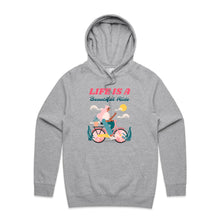 Load image into Gallery viewer, Embrace comfort and style with our fashionable oversized women's hoodie, featuring a relaxed fit and the inspiring slogan 'Life is a beautiful ride.' Perfect for a modern look, this premium hoodie offers cosy vibes while keeping you effortlessly chic. Shop now for your go-to casual staple!