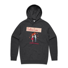 Load image into Gallery viewer, Wrap yourself in the warmth of our 'Endless Love' women's hoodie. This cosy, relaxed fit hoodie is the perfect blend of comfort and style, making it a must-have in fashionable oversized streetwear. Perfect for those who appreciate apparel with a retro twist!