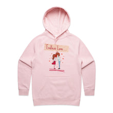 Load image into Gallery viewer, Discover the perfect blend of comfort and style with our 'Endless Love' hoodie. This casual street style piece from our premium women's hoodie collection features a chic design and high-quality fabric. Elevate your wardrobe with this fashionable, urban hoodie—ideal for a trendy, relaxed look.