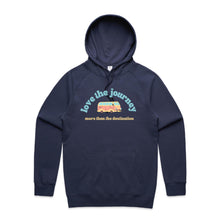 Load image into Gallery viewer, Cosy up in style with our women's relaxed fit hoodie featuring the inspiring message, 'Love the Journey, More Than the Destination.' This fashionable oversized hoodie offers a modern look with a comfortable fit, perfect for staying chic and motivated on any adventure.