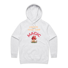 Load image into Gallery viewer, Embrace your magic with our 'Create Your Own Magic' Women's Hoodie. This premium, regular-fit hoodie blends casual street style with everyday comfort. Crafted from high-quality materials, it offers warmth, style, and empowerment, perfect for expressing your unique style and spreading positivity.