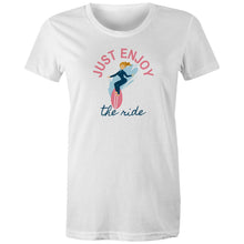 Load image into Gallery viewer, Embrace positivity with our 'Enjoy the Ride inspirational t-shirt. This inspirational graphic tee spreads positive vibes with its motivational message. Perfect for those who love uplifting t-shirts, it’s a stylish reminder to live in the moment and enjoy life’s journey.