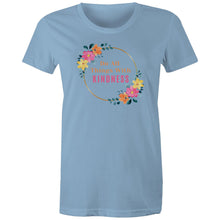 Load image into Gallery viewer, Discover our motivational t-shirt featuring the uplifting quote 'Do All Things with Kindness.' Perfect for spreading positivity, this stylish piece is ideal for anyone who loves affirmations and inspirational messages. Made with high-quality materials, it’s a must-have addition to your wardrobe.