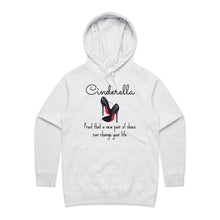 Load image into Gallery viewer, Discover our exclusive women's hoodie featuring the inspiring slogan 'Cinderella - proof that a new pair of shoes can change your life.' Perfect for casual street style, this high-quality, urban hoodie blends comfort and chic effortlessly. Elevate your wardrobe with this must-have, stylish statement piece.