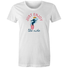 Load image into Gallery viewer, Elevate your style and mindset with our 'Enjoy the Ride' organic t-shirt, crafted from premium organic cotton. Embrace eco-friendly fashion, while the message reminds you to savour every moment of life’s journey. Sustainable, comfortable, and stylish—perfect for conscious living.