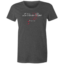 Load image into Gallery viewer, Discover our women's t-shirt featuring the uplifting message 'La Vie en Rose.' This empowering tee brings positive vibes with its inspirational message, perfect for those who love affirmation t-shirts and motivational slogans. Wear it to spread positivity and embrace an optimistic outlook.