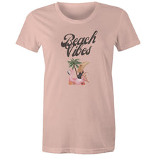 Load image into Gallery viewer, Embrace the essence of summer with our 'Beach Vibes' retro t-shirt for women. Crafted from soft, breathable fabric, this tee is perfect for sun-soaked days by the sea. Featuring a vibrant design that captures the spirit of the beach, it's ideal for anyone looking to add a splash of fun to their wardrobe.