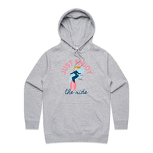 Load image into Gallery viewer, Embrace casual street style with our 'Just Enjoy the Ride' women's hoodie. This chic and fashionable hoodie combines comfort with an empowering message, making it a standout piece in any wardrobe. Part of our premium women's hoodie collection, it’s perfect for effortless everyday style.