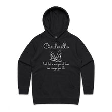 Load image into Gallery viewer, Discover our exclusive women's hoodie featuring the inspiring slogan 'Cinderella - proof that a new pair of shoes can change your life.' Perfect for casual street style, this high-quality, urban hoodie blends comfort and chic effortlessly. Elevate your wardrobe with this must-have, stylish statement piece.