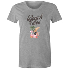 Load image into Gallery viewer, Embrace the essence of summer with our 'Beach Vibes' retro t-shirt for women. Crafted from soft, breathable fabric, this tee is perfect for sun-soaked days by the sea. Featuring a vibrant design that captures the spirit of the beach, it's ideal for anyone looking to add a splash of fun to their wardrobe.