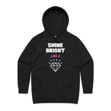 Load image into Gallery viewer, Stay effortlessly chic and comfortable with our women's regular fit hoodie, adorned with the message 'Shine Bright Like a Diamond.' Designed for casual street style, this fashionable hoodie is perfect for adding a touch of flair to your everyday look. Elevate your urban wardrobe with this premium, must-have piece.