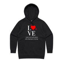 Load image into Gallery viewer, Elevate your street style with our women's regular fit hoodie featuring a chic "Love" message. Part of our premium women's hoodie collection, this fashionable and high-quality design is perfect for casual wear. Discover stylish ladies' hoodies that blend comfort with designer flair.