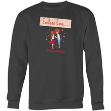 Load image into Gallery viewer, Discover our 'Endless Love' women's sweatshirt, blending comfort and style in a relaxed fit. This fashionable oversized sweatshirt, crafted from sustainable materials, offers a modern look perfect for any occasion. Elevate your casual wear with a comfortable, stylish, and eco-friendly choice.