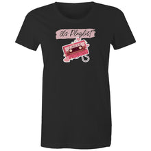 Load image into Gallery viewer, Step into nostalgia with our '80s Playlist' organic t-shirt—a perfect mix of comfort and style. Embrace retro vibes with a design that nods to the days of filling cassette tapes with your favourite tunes. Crafted on sustainable fabric, this tee elevates your wardrobe and supports the environment. Shop now!
