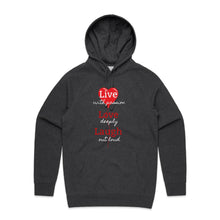 Load image into Gallery viewer, Stay cosy and stylish with our women's relaxed fit hoodie featuring the uplifting 'Live, Love, Laugh' message. This fashionable oversized hoodie offers a modern, casual look, perfect for everyday wear. Embrace comfort and style in our trendy women's hoodies.