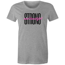 Load image into Gallery viewer, Embrace your inner strength with our 'Strong and Beautiful' women's affirmation t-shirt. Featuring an empowering quote, this inspirational message tee is perfect for spreading positivity. Wear it as a daily reminder of your resilience and beauty. Shop our uplifting slogan and motivation t-shirts today!