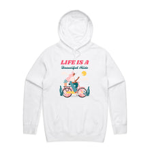 Load image into Gallery viewer, Embrace comfort and style with our fashionable oversized women's hoodie, featuring a relaxed fit and the inspiring slogan 'Life is a beautiful ride.' Perfect for a modern look, this premium hoodie offers cosy vibes while keeping you effortlessly chic. Shop now for your go-to casual staple!