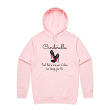 Load image into Gallery viewer, Discover our relaxed fit hoodie featuring the slogan: "Cinderella - proof that a new pair of shoes can change your life." Perfect for those who love fashionable oversized hoodies, and trendy unisex streetwear. Elevate your style with this timeless and comfy statement piece today!