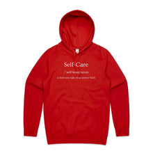 Load image into Gallery viewer, Stay stylish and comfortable with our women's relaxed fit hoodie featuring the empowering message 'Self Care - is how you take your power back.' This fashionable oversized hoodie offers a modern, relaxed fit that's perfect for everyday wear. Add a bold, positive vibe to your wardrobe!