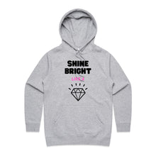Load image into Gallery viewer, Stay effortlessly chic and comfortable with our women's regular fit hoodie, adorned with the message 'Shine Bright Like a Diamond.' Designed for casual street style, this fashionable hoodie is perfect for adding a touch of flair to your everyday look. Elevate your urban wardrobe with this premium, must-have piece.