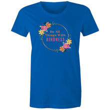 Load image into Gallery viewer, Discover our motivational t-shirt featuring the uplifting quote 'Do All Things with Kindness.' Perfect for spreading positivity, this stylish piece is ideal for anyone who loves affirmations and inspirational messages. Made with high-quality materials, it’s a must-have addition to your wardrobe.