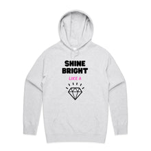 Load image into Gallery viewer, Step into comfort and style with our women's relaxed fit hoodie featuring the uplifting message 'Shine Bright Like a Diamond.' This fashionable oversized hoodie combines a modern look with a cosy, relaxed fit, making it a must-have addition to your casual wardrobe. Elevate your everyday style effortlessly.