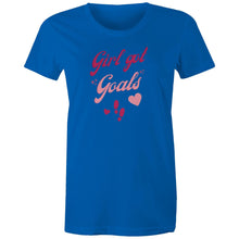 Load image into Gallery viewer, Wear your ambitions proudly with our 'Girl Got Goals' affirmation t-shirt. This motivational tee combines style with purpose, featuring an inspirational message to keep you focused. Shop now for empowering, positive quote t-shirts that inspire confidence and action every day!