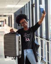 Load image into Gallery viewer, Embark on life's adventures in style with our 'Adventure Awaits' organic t-shirt. Made from 100% organic cotton, it's soft, eco-friendly, and durable. Perfect for explorers at heart, this shirt combines comfort with a love for adventure. Wear it and let every day bring a new journey.