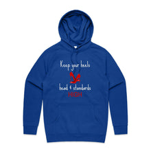 Load image into Gallery viewer, Stay stylish and empowered with our fashionable oversized women&#39;s hoodie featuring the inspiring message &#39;Keep your heels, head, and standards high.&#39; This modern, relaxed-fit hoodie combines comfort with a bold statement, perfect for adding a chic touch to your everyday wardrobe.

