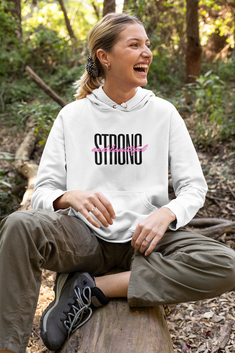 Embrace comfort and confidence with our 'Strong and Beautiful' women's relaxed fit hoodie. Perfect for the modern woman, this fashionable oversize hoodie combines style and empowerment. Ideal for everyday wear, our hoodie offers a chic, relaxed fit that flatters all shapes. Elevate your wardrobe with this must-have piece.